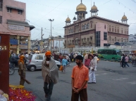 Sikhs around the Golden Temple at street level