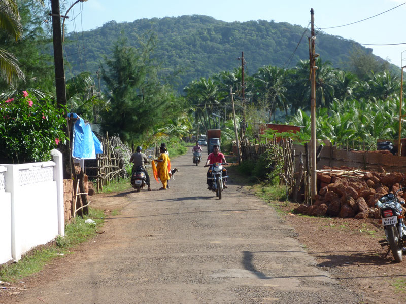 Main street of sleepy village of Agonda