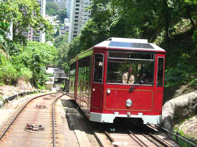 Peak Tram that goes up to Victoria Peak every 15 minutes