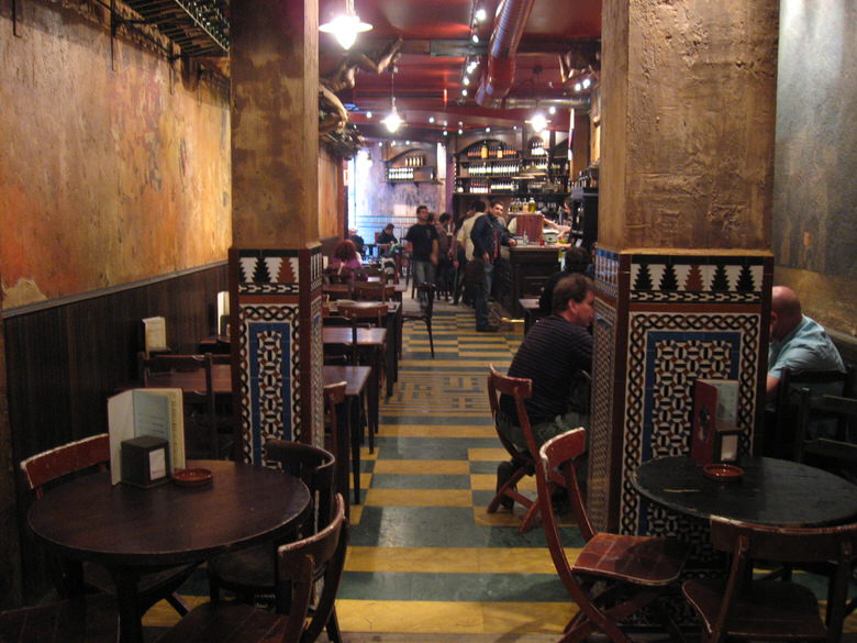 The decor of Madrid's cafe seen from the interior