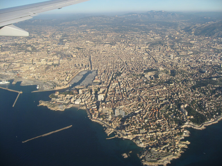 d aerial view of the city of Marseilles
