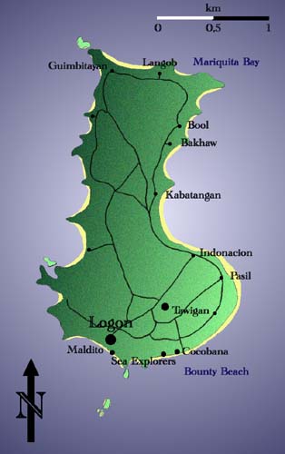 Map of the Island of Malapascua, Province of Cebu, Philippines